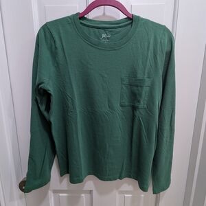 J. Crew Green Long Sleeve Tee Cotton Size Small